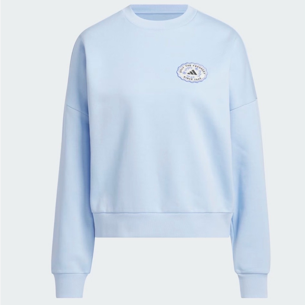 Adidas  Women's Pale Blue Crewneck Fa Farm Fresh Sweatshirt with Logo Patch
